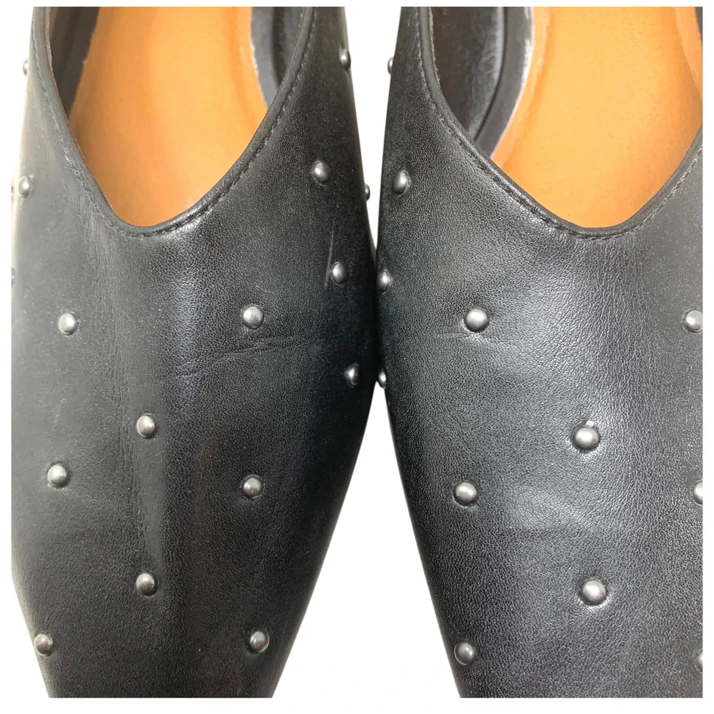Lucky Brand Brigeet Slingback Flats Women's 9 Black Studded Pointed Toe Shoes